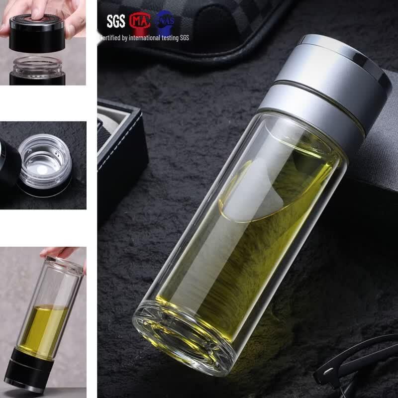 Xiyin Double-Wall Glass Tea Infuser Bottle with Lid