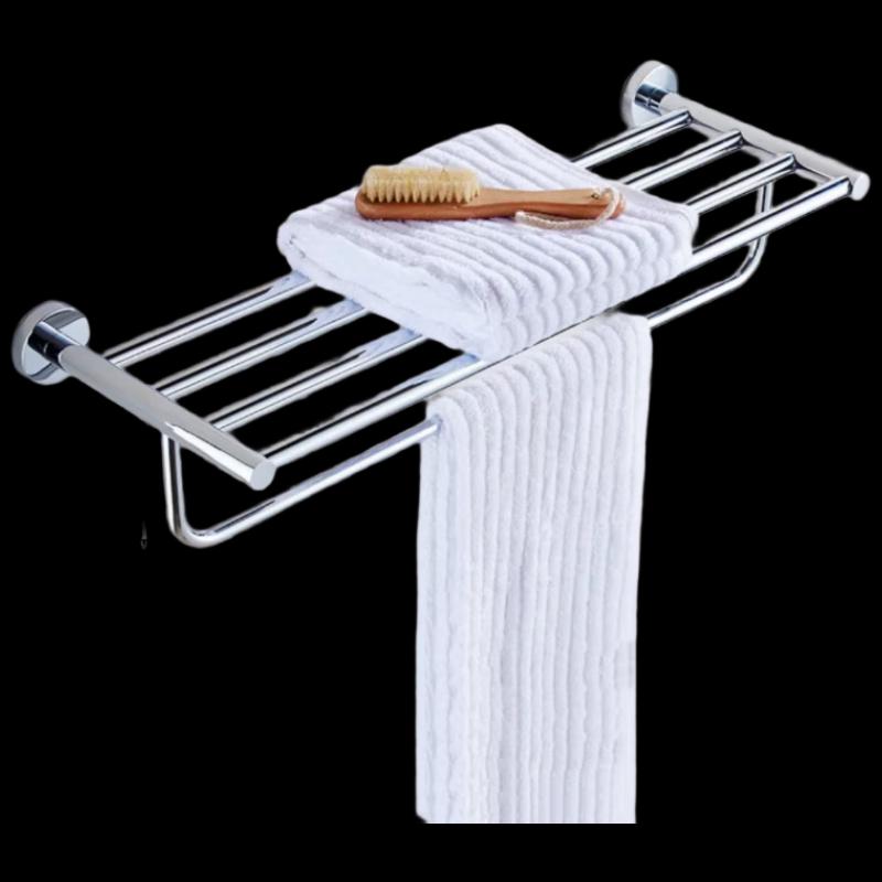 Yuzhu Stainless Steel Wall-Mounted Bathroom Towel Rack with Shelf
