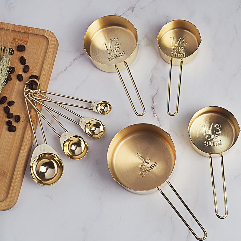 Stainless Steel Rose Gold Measuring Cup and Spoon Set