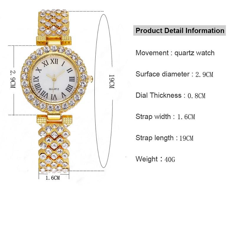 Trendy Unisex Populární Diamantové Dámské Hodinky Dámské Dvouvrstvé Diamantové Dámské Vysoce Kvalitní Luxusní Quartzové Hodinky Římský Vzor Náramek Módní 2KS