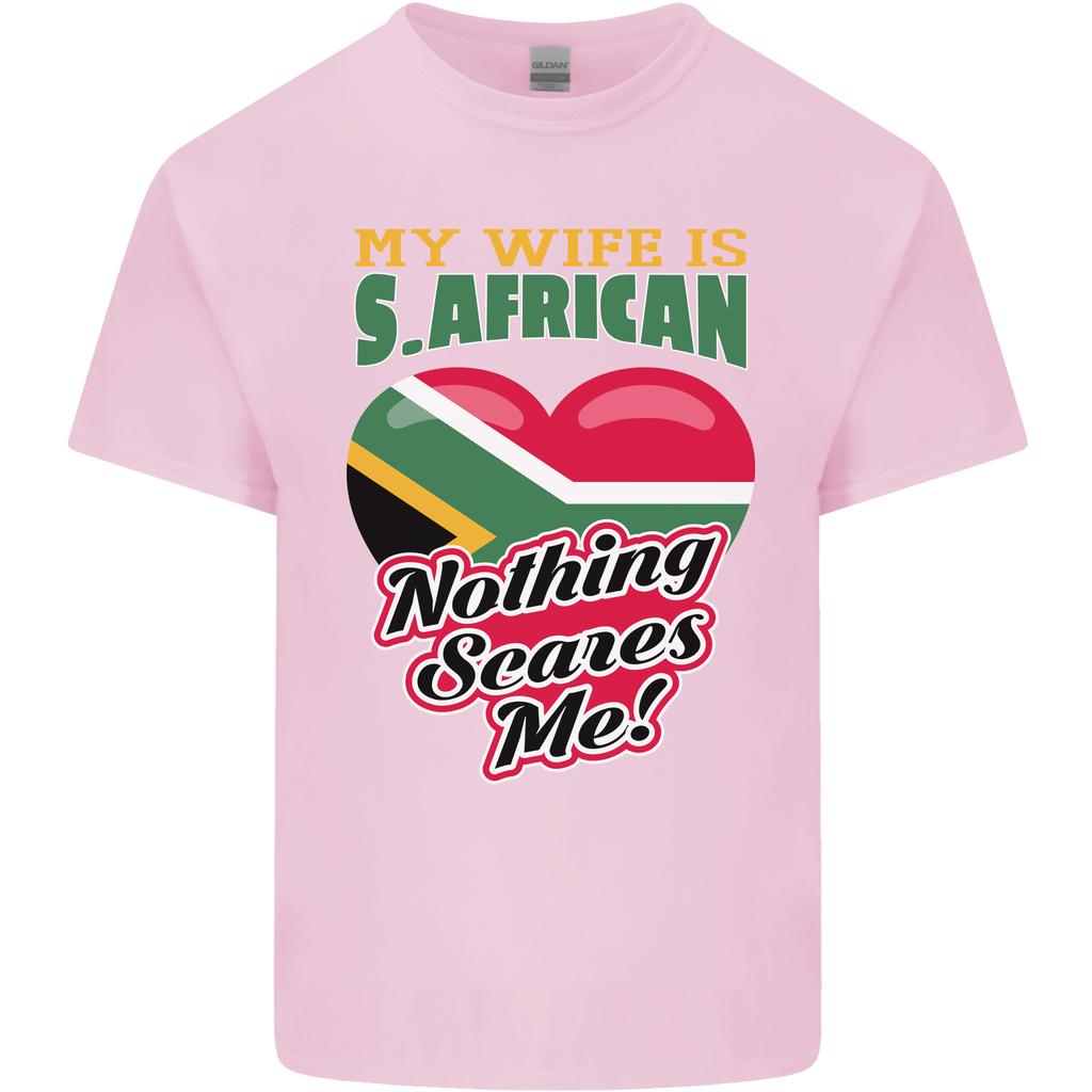 Meine Frau ist Südafrikanerin Nichts macht mir Angst Afrika Unisex Leichtes Baumwoll-T-Shirt