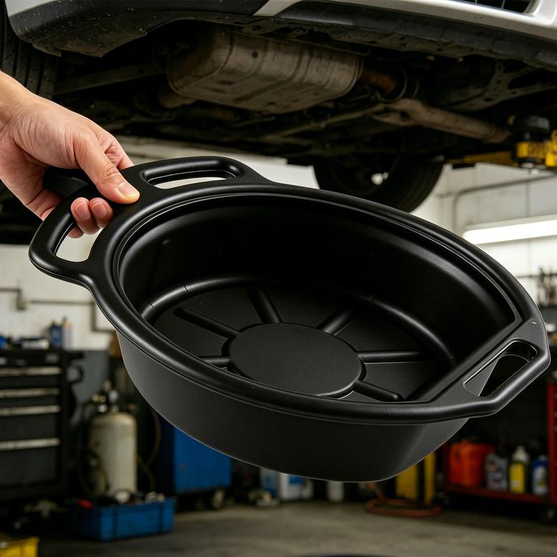 Large Coolant Drain Pans Chemical Resistant Design Plastic Anti Splash Oil Pans Anti Splash Baffles Large Spout for Easy Pouring