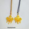 Golden Ruyi Lock Pendant: Chinese National Trend Style, Sand Gold Finish Necklace.