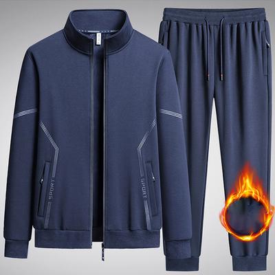 Sudaderas de Invierno Cálidas de Felpa Conjuntos para Hombre Forro Polar Grueso con Capucha Marca Casual Conjuntos para Hombre Chaqueta Pantalón Trajes de Chándal