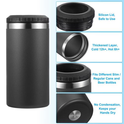 PATIKIL Slim Can Cooler, 16oz Skinny Can Insulated Beer Sleeve Beverage Holder for Beer, Soda, Coffee, Regular Cans and Bottles, Black