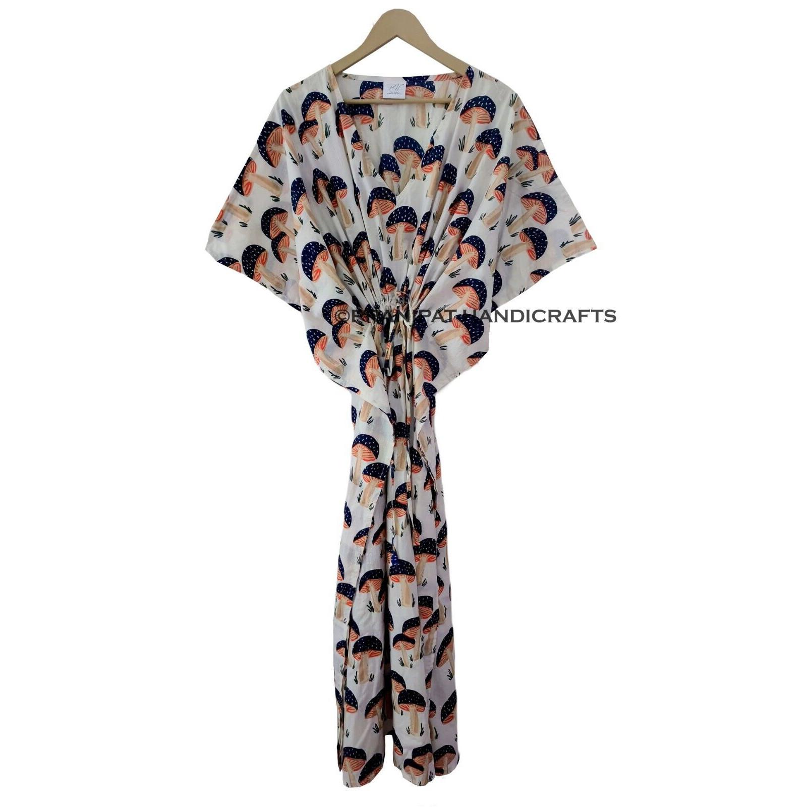 

Женская хлопковая темно-синяя летняя одежда для сна, пляжное платье-кафтан с грибным принтом CKFTN-SCRN-FULL-BUYIT-181