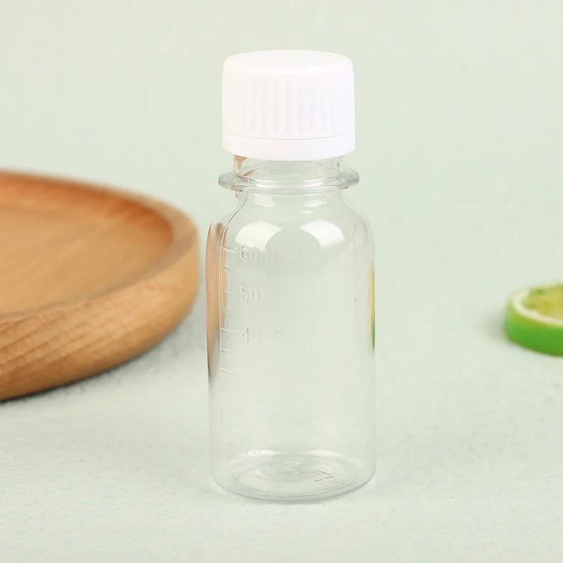 5 ks 60ml Malé plastové lahvičky Lahvičky na zázvorové shoty s víčky Mini lahvičky na džus Opakovaně použitelné Nádoba na tekutiny Nepropustné