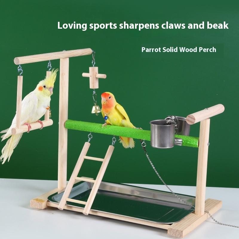 Solid Wood Eco-friendly Indoor Outdoor Bird Stand Toy Zanthoxylum Tiger Peony Xufeng Parrot Ladder Grinding Claw Bird Supplies