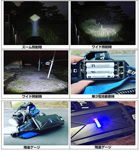LED USB with sensor battery compatible model headlamp, rechargeable, function,