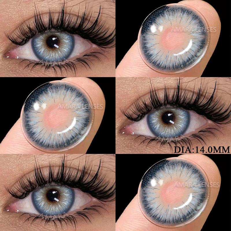 AMARA 1 Pair Natural Brown Big Eyes Contacts Cosmetics Green Eye Color Lens Gray Lenses for Woman