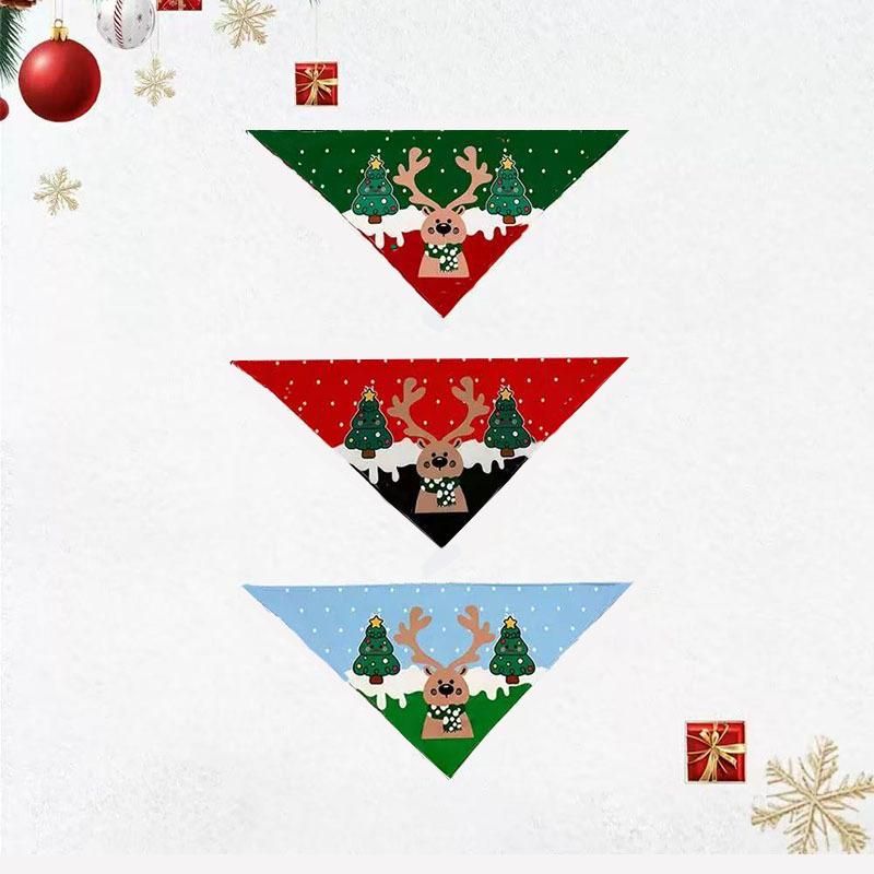Pet Christmas triangle scarf, elk print dog saliva scarf, cat scarf pet jewelry