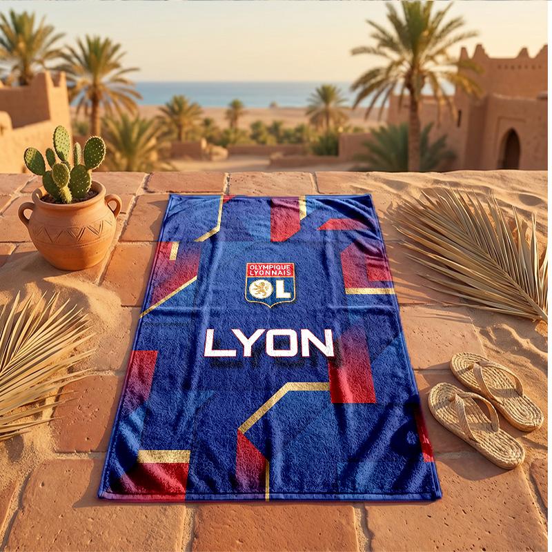 Lyon FC Druck Mikrofaser Strandtuch Schnelltrocknend Saugfähig Großes Handtuch für Strand Schwimmen Reisen