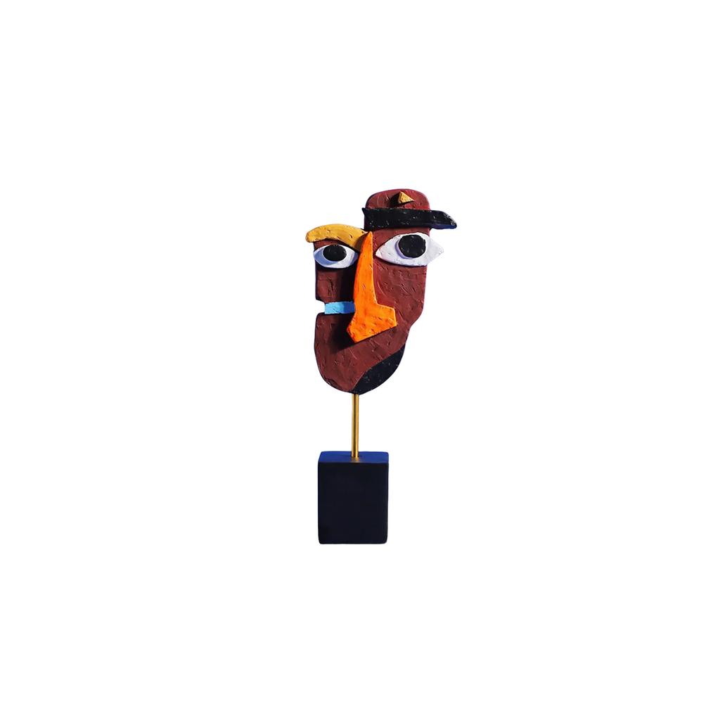 Abstract Human Face Colorful Distorted Statue Suitable For Cafe Shop Home Ornaments Resin Crafts