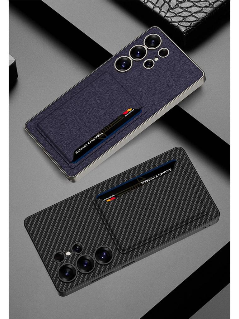 Samsung S25 Ultra High-End Business Leather Case with Card Holder & Stand