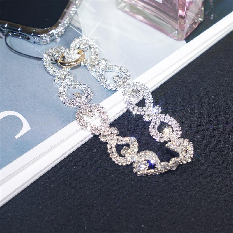 Luxury Rhinestone Ring Wrist Strap Mobile Phone Lanyard Hollowed Out Portable Chain Universal Phone Case Anti Loss Lanyard
