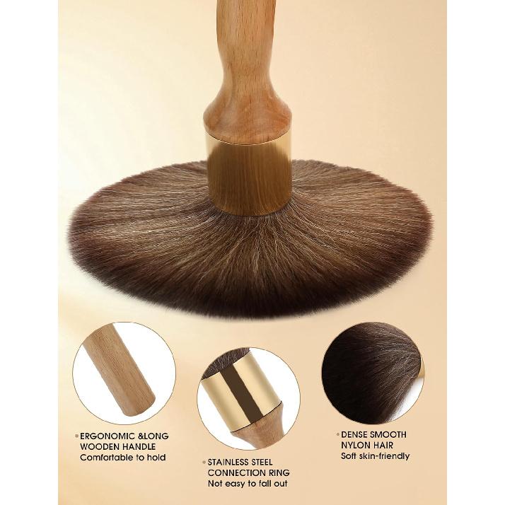 Neck Duster, Large Hair Cutting Neck Duster Brush Long Handle Broken Hair Sweep Brush Soft Neck Face Cleaning Hairbrush Barber Accessories for Salon