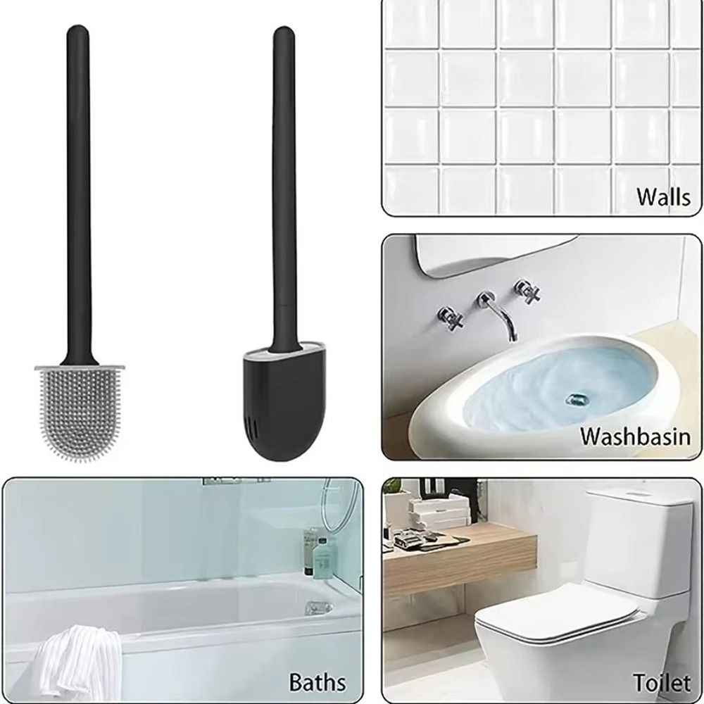 Long Handle Silicone Cleaning Brush Wall Mounted Bathroom Artifact WC Cleaning