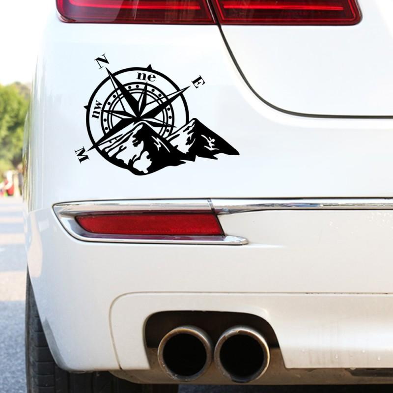 2 Stück Vinyl Autoaufkleber Rose Navigieren Autoaufkleber Offroad Kompass Totem Bergkompass Motorhaube Auto