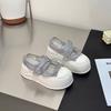 Small 6cm mesh muffin shoes women's 2025 summer thick sole heightening lace Velcro Mary Jane shoes
