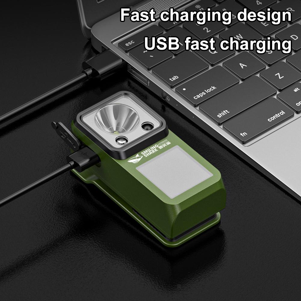 LED Magnetic Clamp Flashlight Rechargeable Ultra-Long-Lasting Outdoor Camping Hiking Light Clip-on Emergency Work Lamp