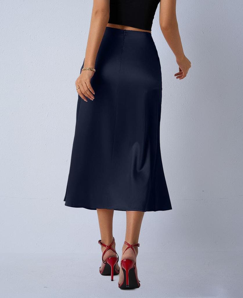 Women's Satin Silk Fishtail Midi Skirt - Autumn Collection
