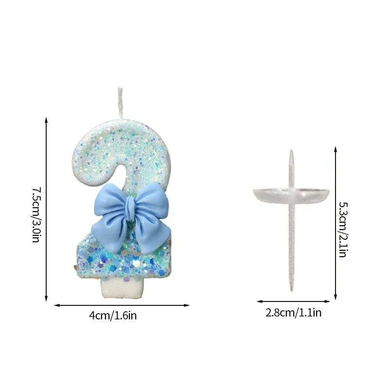 Bow Birthday Candles Number Candle Cake Candle Decoration Baby Shower Party Cake Topper Decor Anniversary Decor