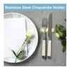 uxcell 2pcs Chopstick Rests 304 Stainless Steel Chopstick Holder 2.6"x0.7"x0.51" for Fork Teaspoon Kitchen Tool Tableware Silver Tone