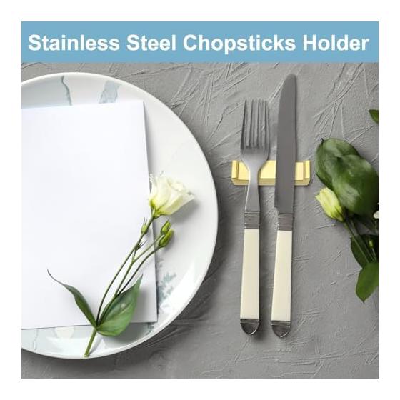 uxcell 2pcs Chopstick Rests 304 Stainless Steel Chopstick Holder 2.6"x0.7"x0.51" for Fork Teaspoon Kitchen Tool Tableware Silver Tone