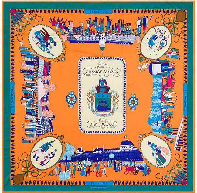 Sosire Nouă Brand Șal 100% Mătase Diagonală Eșarfă Lucrând în Paris Eșarfe Pătrate 130cm Bandană Imprimată Bandană Femeie Bandană pentru Cap Hijab