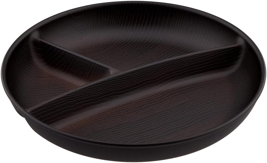 Showa NH home Large Divided Wood Grain One Dark Clean Microwave and Dishwasher Made in Outdoor Product 4979522 Plate, Resin, Plate, Brown, Coat, Safe,