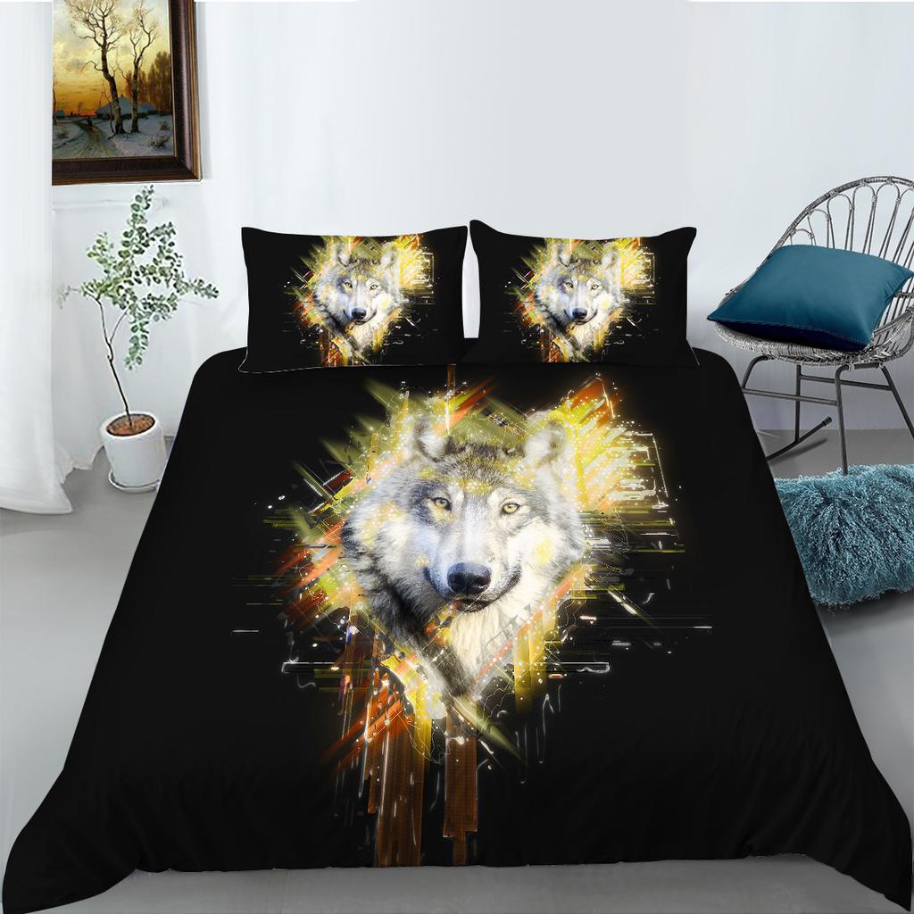 Wolf Series Bedding Two Or Three-Piece Digital Printing Polyester Fabric