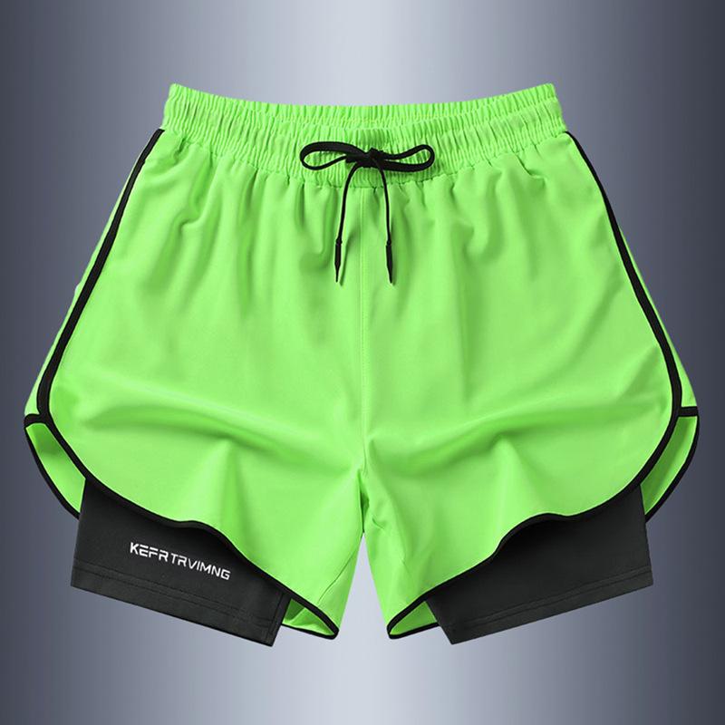 Pantaloncini Corti da Uomo Estivi Antiriflesso Doppio Strato Sportivi Tempo Libero per Coppie Corsa Fitness Pantaloncini Tre Quarti