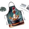 1pc Funny Yoga Chicken Cooking Apron, Cute Cartoon Animal Kitchen Apron for Home Chef BBQ Baking