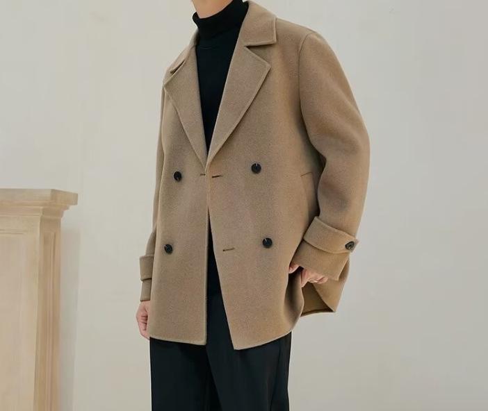 Men's Wool Trench Coat, Double-Sided, Mid-Length, High-End, New for Autumn/Winter.