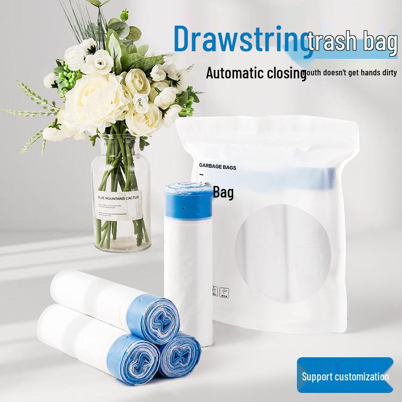 

Утолщенные большие мусорные мешки на завязках для кухни и общежития - Одноразовые и портативные с автоматическим закрытием 45x50 cm (20 bags/roll, gray rope)