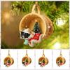 2D Christmas Car Pendant Yellow Car Hanging Charm Ornaments Tea Cup Dog Car Pendant  Festival Decor