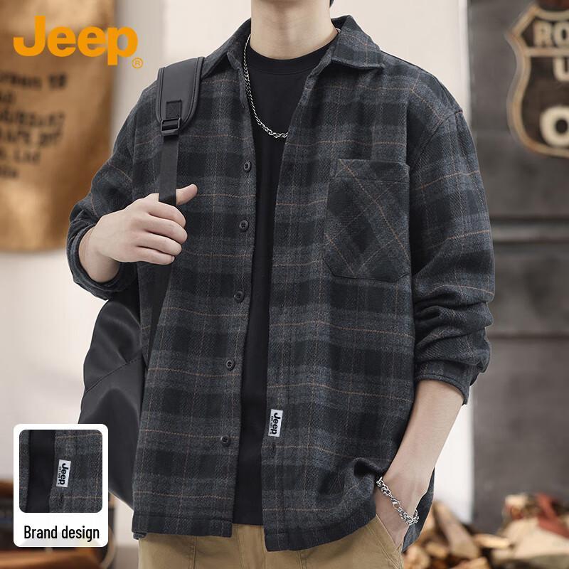 JEEP Men s Long Sleeve Plaid Shirt Jacket XL