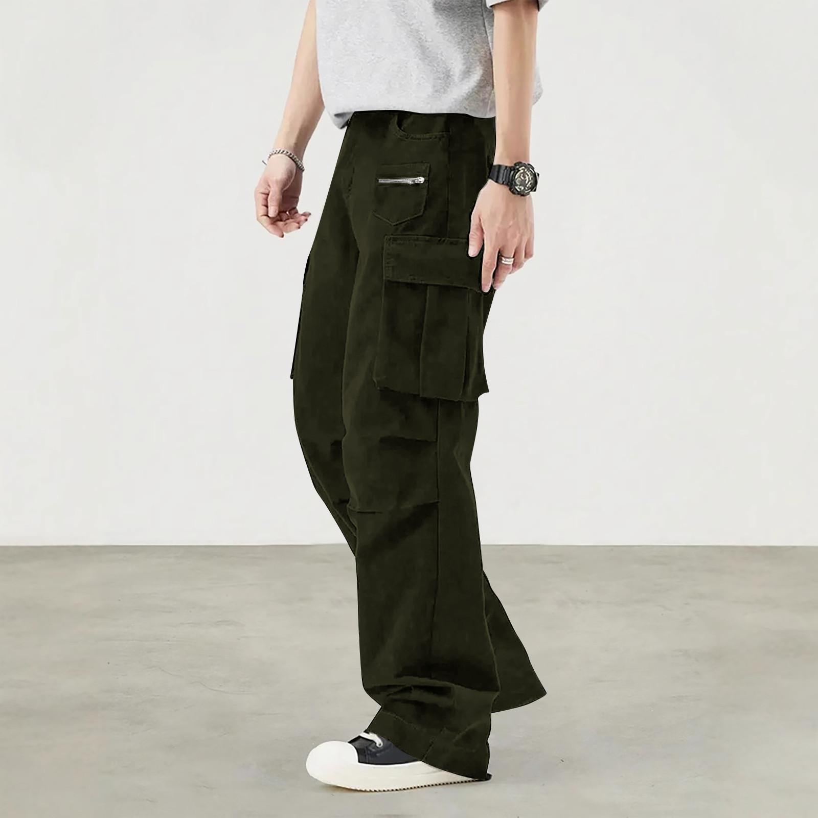 

Мужские комбинезоны, повседневные брюки с несколькими карманами и завязками, походные брюки, хлопковые саржевые брюки L армия зеленый