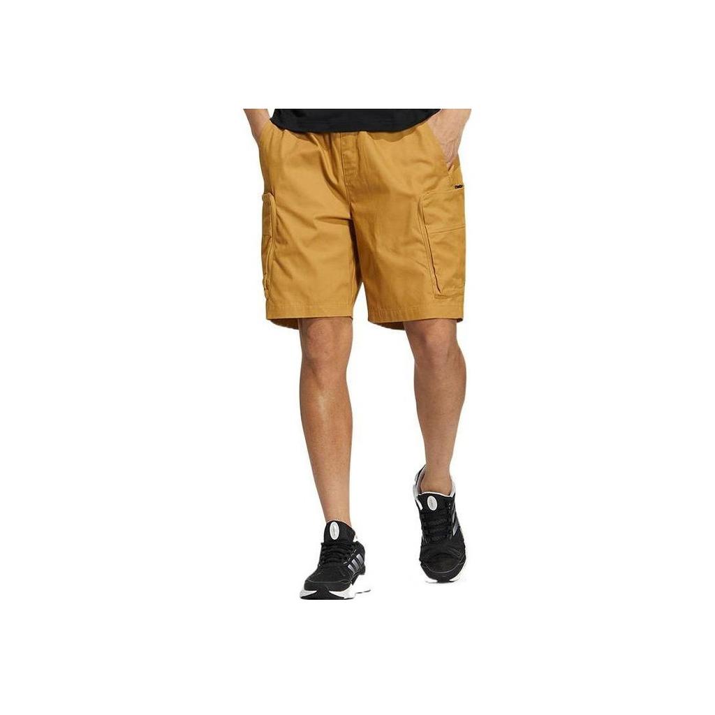 Adidas Solid Color Logo Print Casual Straight Shorts Men Bottoms Yellow HM2987
