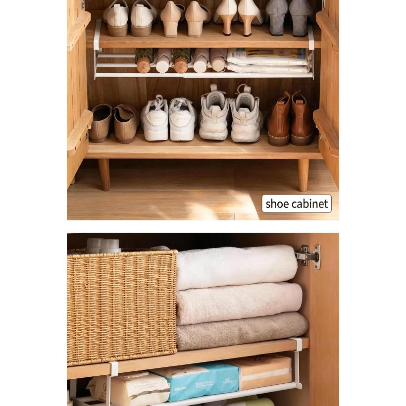 Adjustable Shoe Rack | Space-Saving Layered Organizer For Home Shoe Cabinets | Under-Shelf Shoe White
