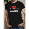 Men's Ping Pong Graphic Print T-shirt, Casual Short Sleeve Crew Neck Tee, Men's Clothing For Summer Outdoor