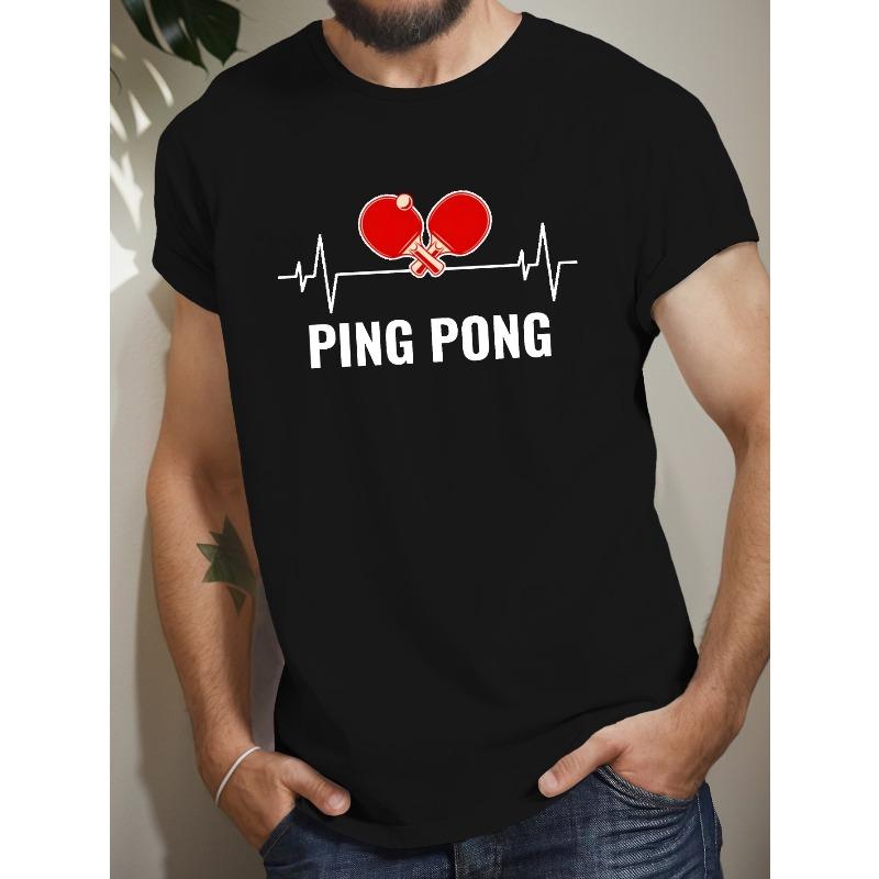 

Men s Ping Pong Graphic Print T-shirt, Casual Short Sleeve Crew Neck Tee, Men s Clothing For Summer Outdoor 4XL чорний