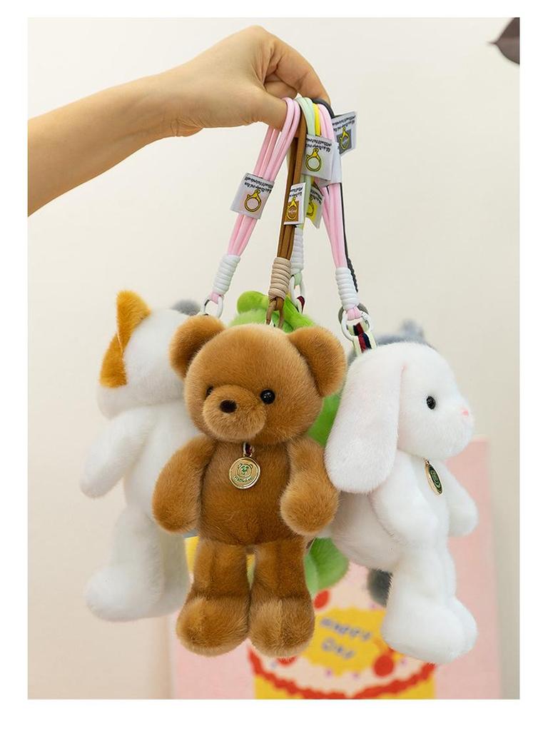 Adorable Teddy Bear & Bunny Plush Keychain for Kids – Perfect Schoolbag Charm & Gift for Girls