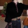 2026 Autumn/Winter Chic Velvet Patchwork Lace Luxury Shirt