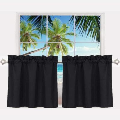 Cortinas Curtas de Camada de Cor Pura Duráveis Laváveis Cortina Blackout Curta para Tratamento de Janela Pequena Cortinas de Meia Janela