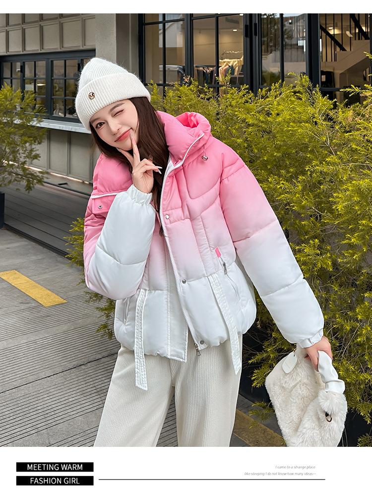 Gradient Hooded Winter Thickened Jacket