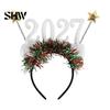 Parent-child Holiday Accessory Hair Hoop, Non-Slip Headband with Adjustable 2027 Digital Star And Number Design, Comfortable Elastic for Christmas New