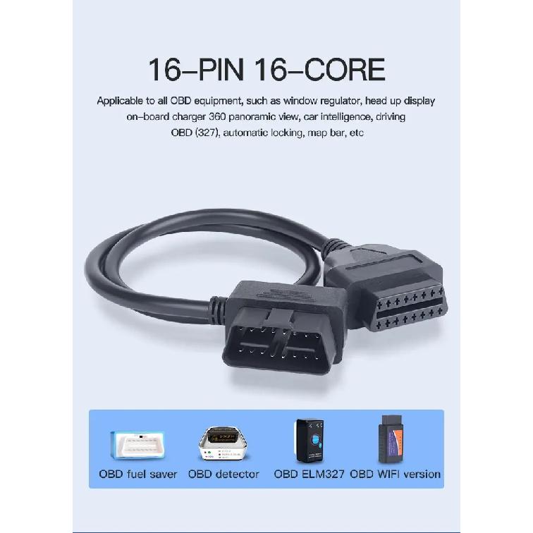 Jieyuan OBD16-Pin Male To Female Conversion Cable OBD2 Extension Cable Connector Adapter Used For Diagnostic Tools