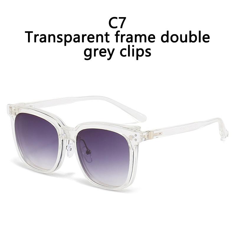 2 In 1 Clip On Glasses Transparent Frame Women Brand Design Clips Sunglasses Men Prescription Eyeglasses