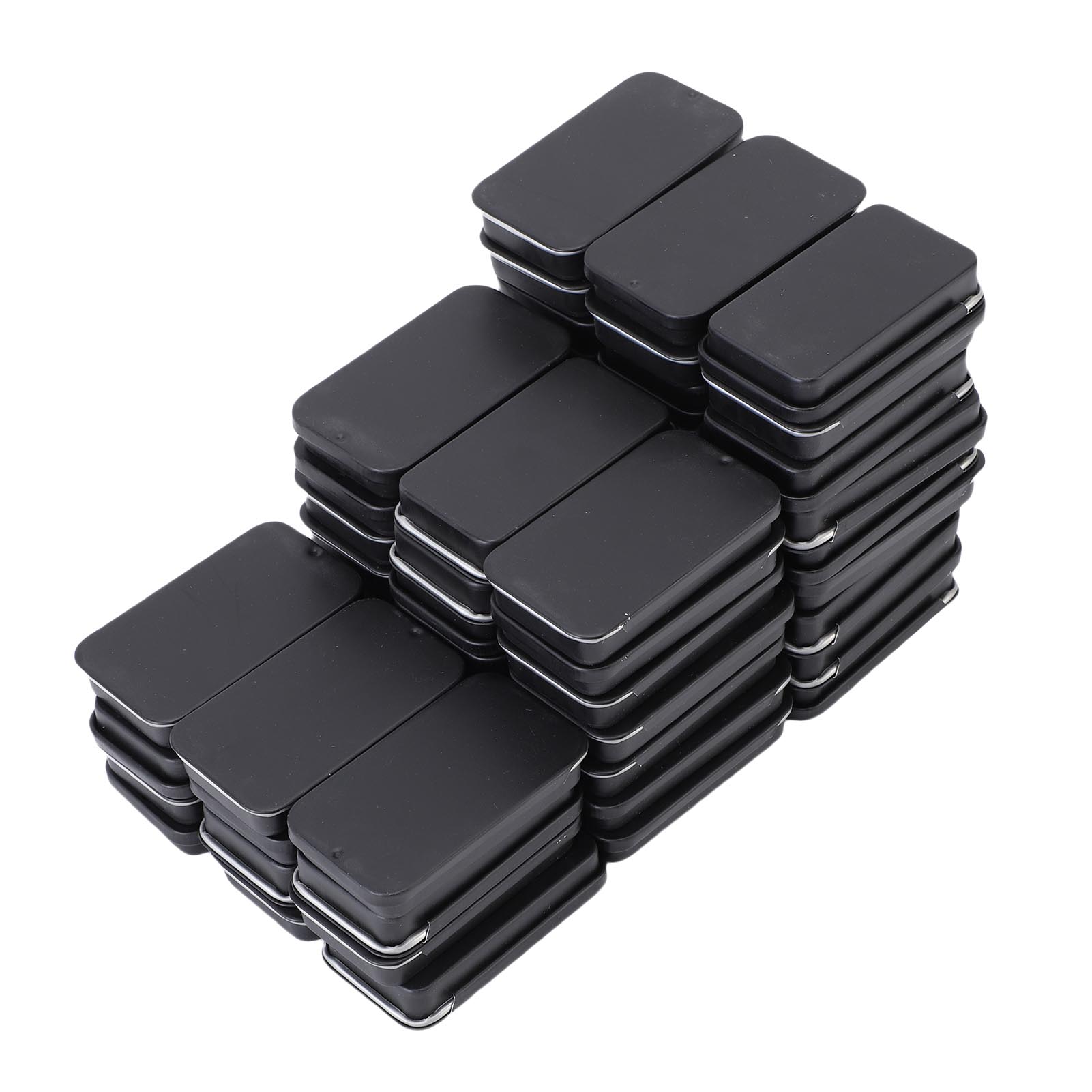 

60 шт. Маленькая жестяная коробка с выдвижной крышкой, прямоугольные жестяные контейнеры для конфет, ювелирных изделий, поделок, хранения бальзама для губ, черные